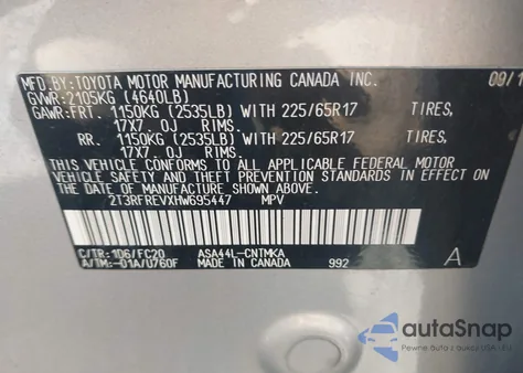 2017 Toyota Rav4 Xle z USA, uszkodzony, nr VIN 2T3RFREVXHW695447